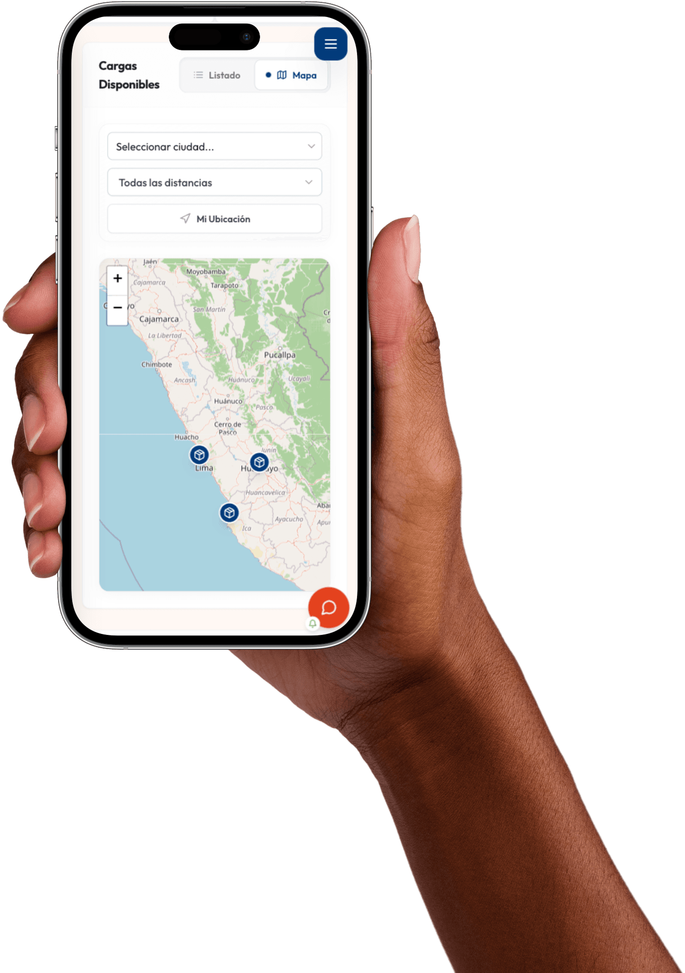 App CargaYa en smartphone - plataforma de transporte de carga